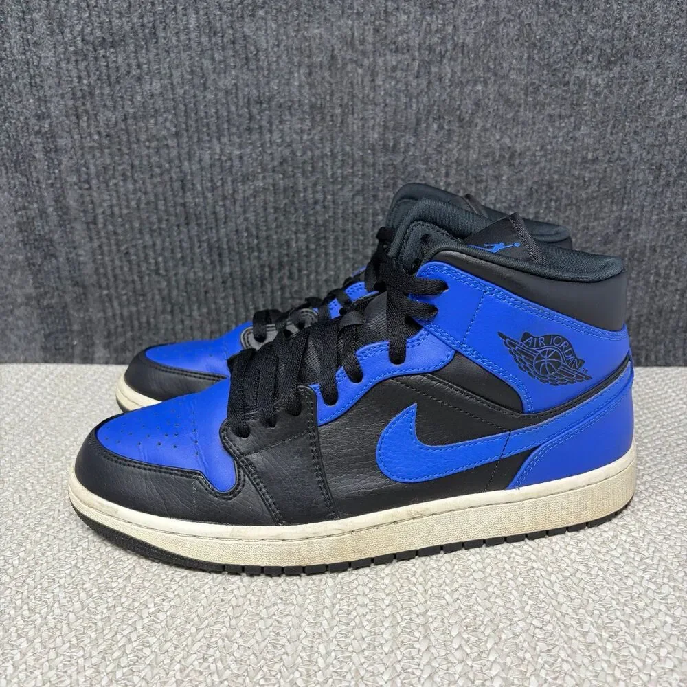Nike Air Jordan 1 Mid Hyper Royal Blue Black Shoes Men’s Size 10 554724-077